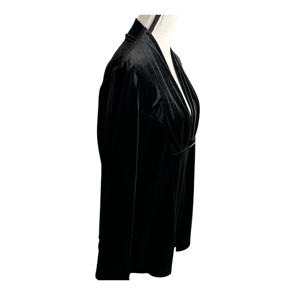 Vtg Peck & Peck Weekend Women's Black Velvet Jacket with Brooch‎ Clasp Closure L - Picture 3 of 16